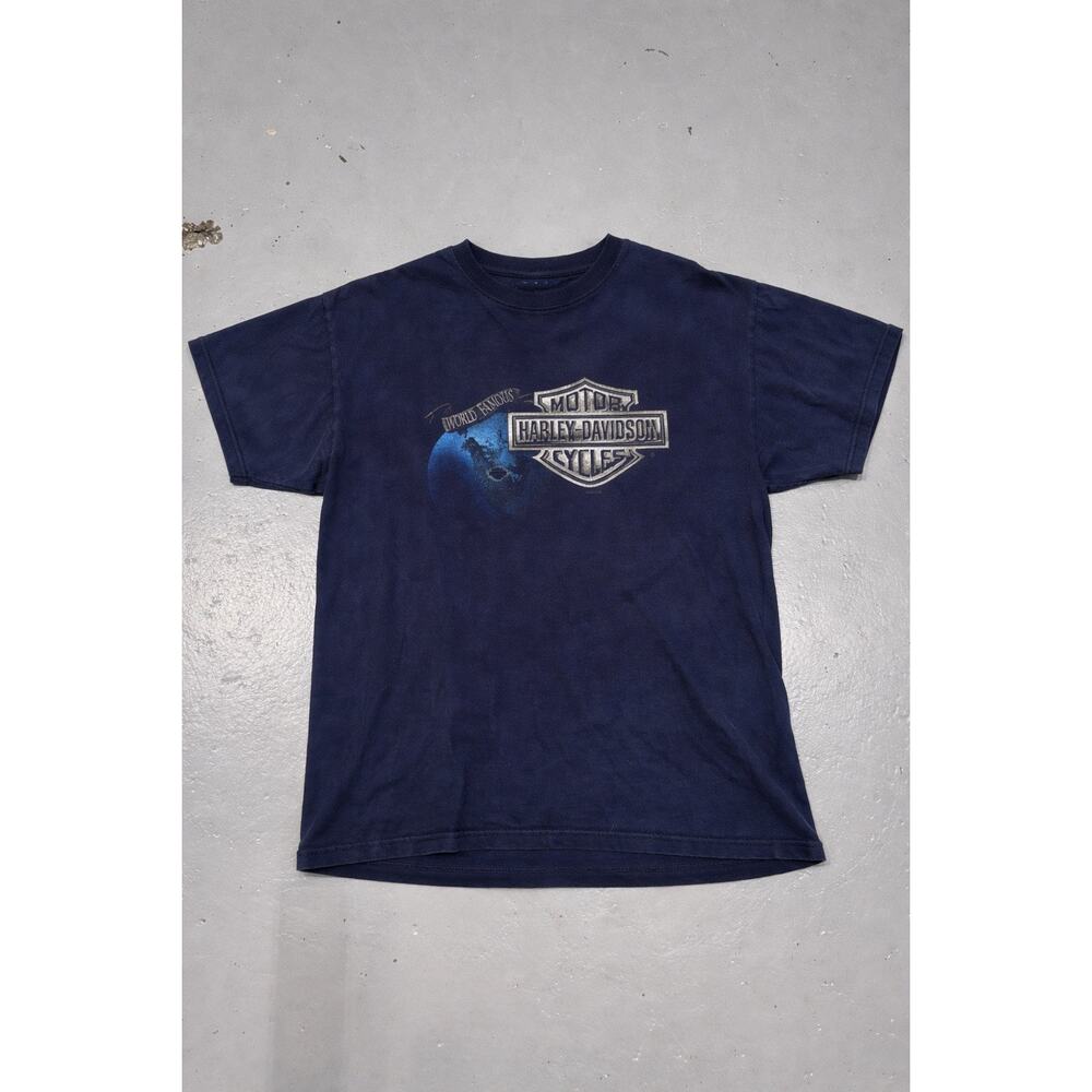 2007 Vintage Harley Davidson T Shirt Navy World Famous Logo Graphic XL
